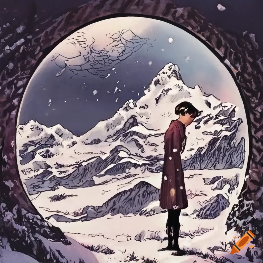 Swiss Mountain artwork from the graphic novel Noir