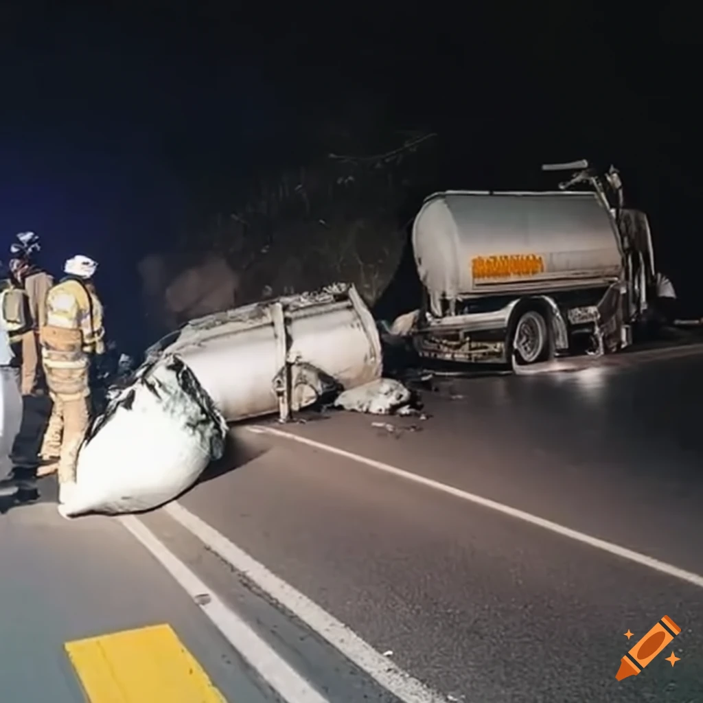 traffic jam caused by a milk tanker accident