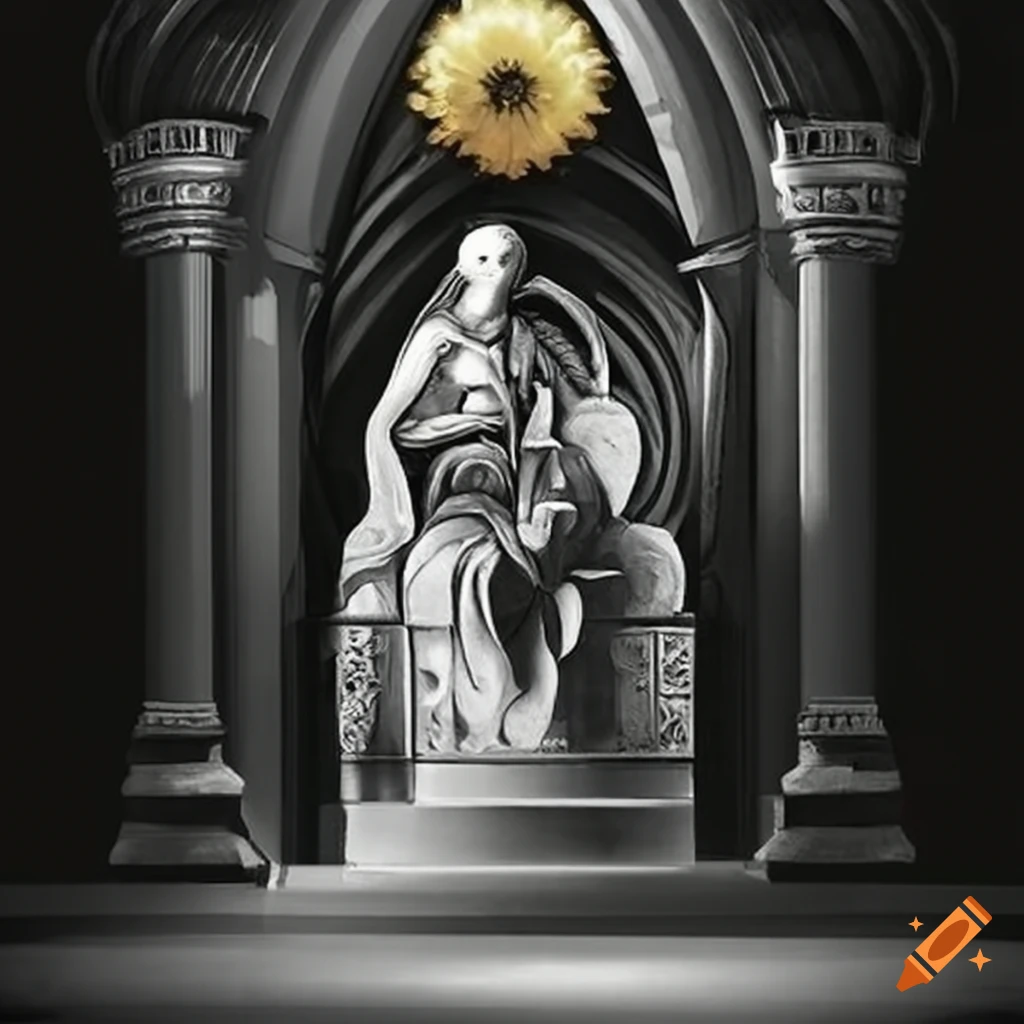 Golden statues in an underground tomb on Craiyon