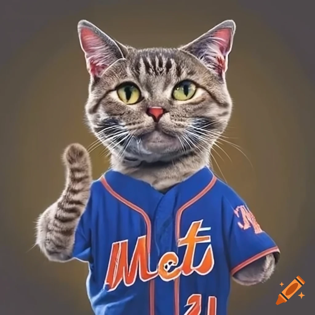 Cat wearing a mets jersey on Craiyon