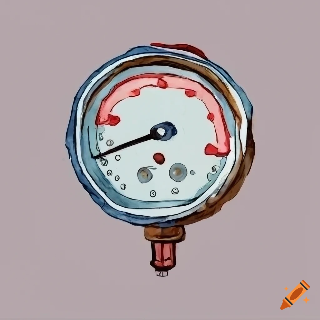 Watercolor illustration of a pressure gauge on Craiyon