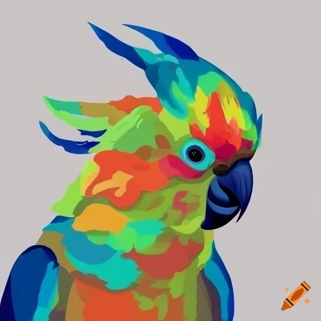 Colorful fursona illustration of a cockatoo
