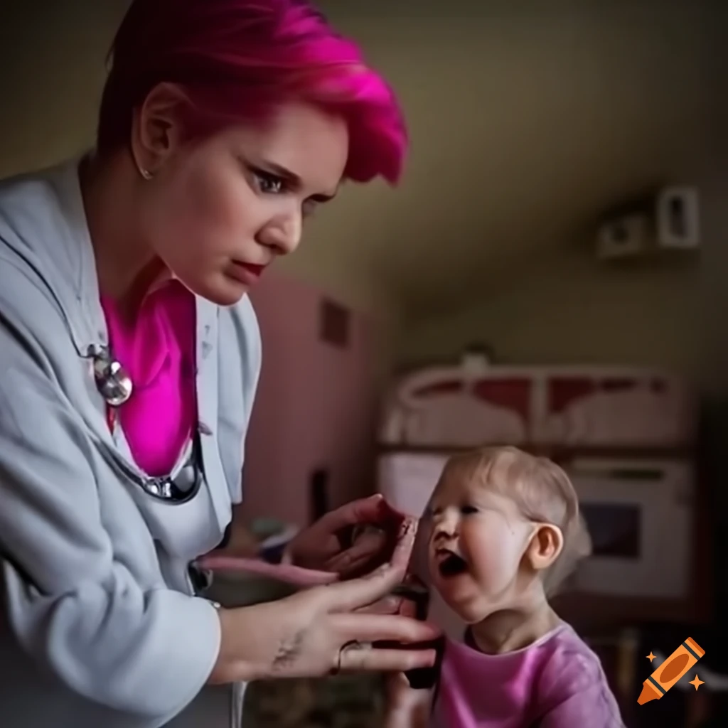 nurse caring for children at a field hospital