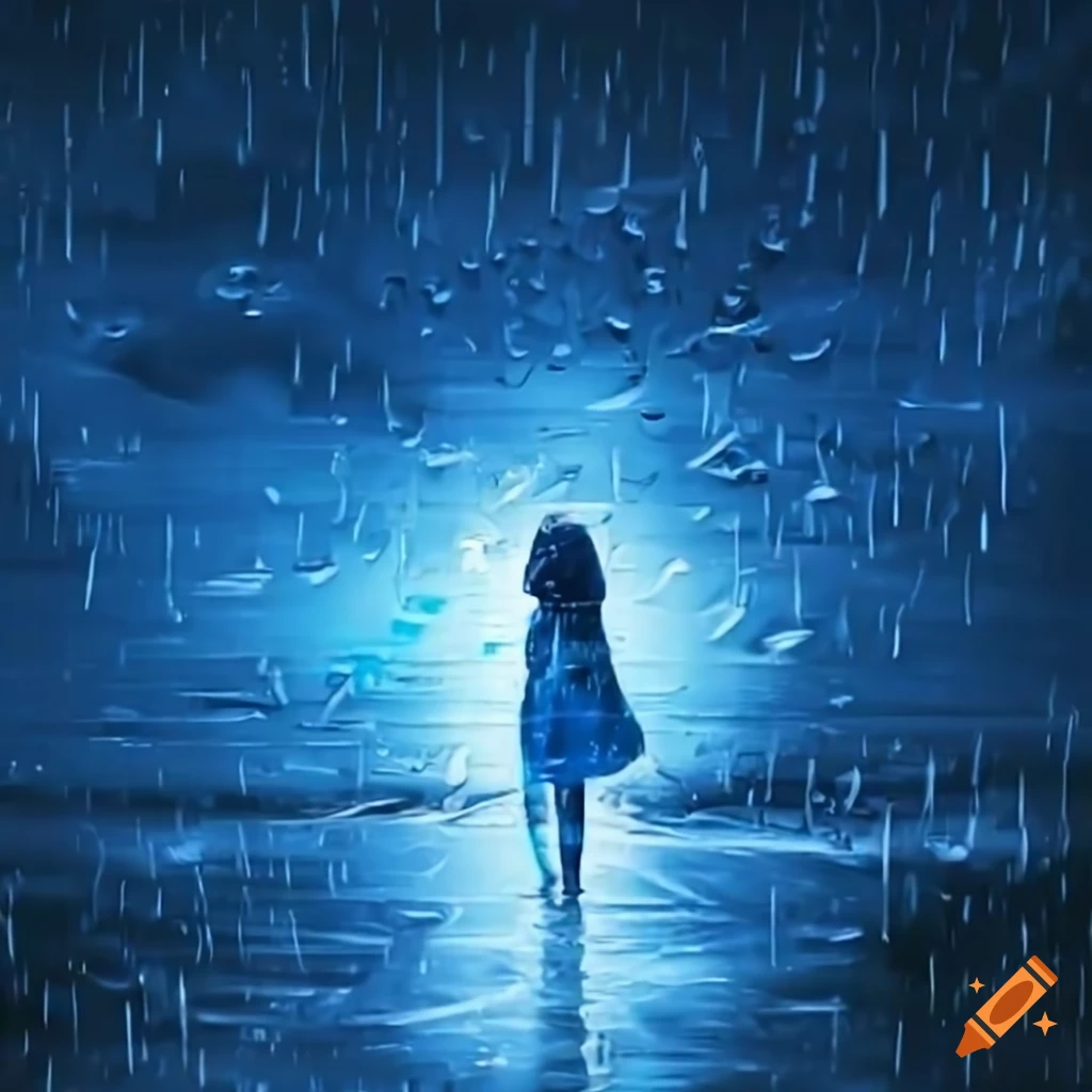 blue heartbeat in the rain