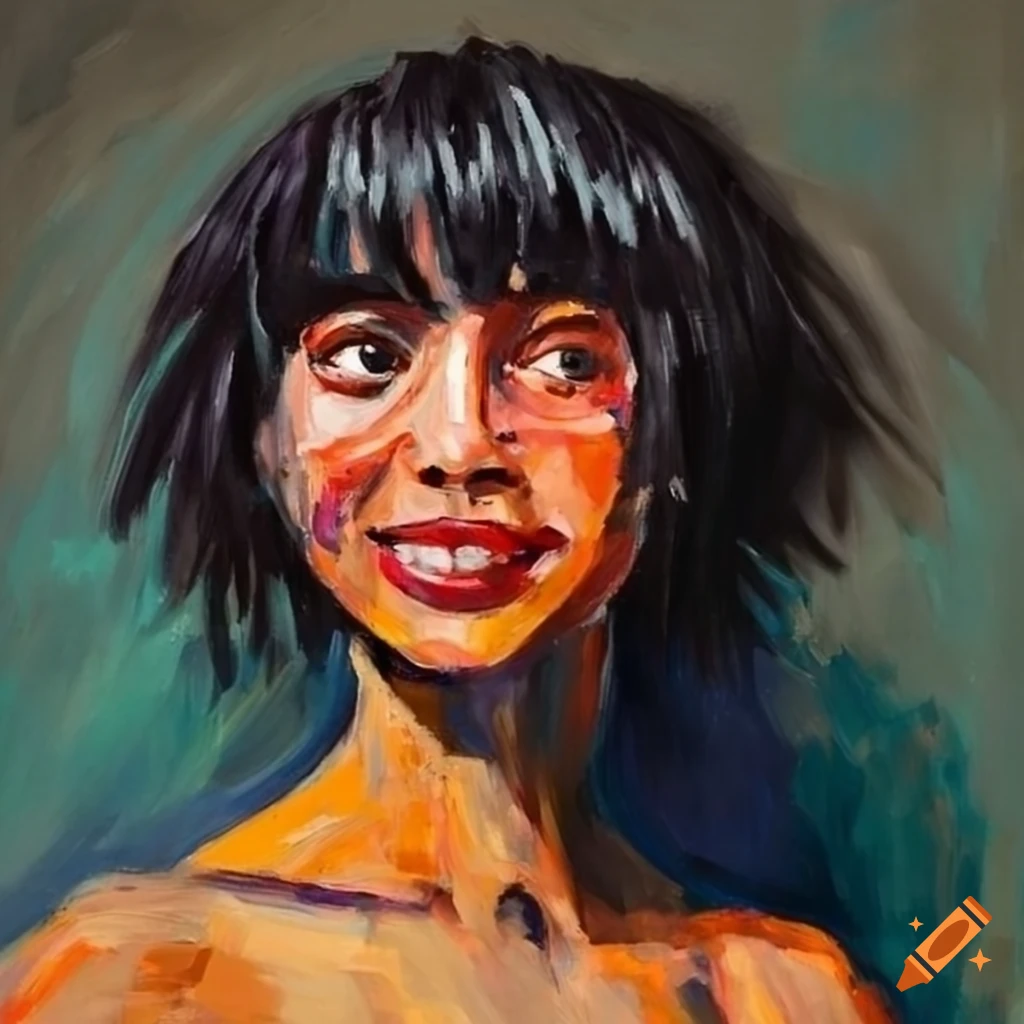 Portrait of a smiling woman with black hair on Craiyon