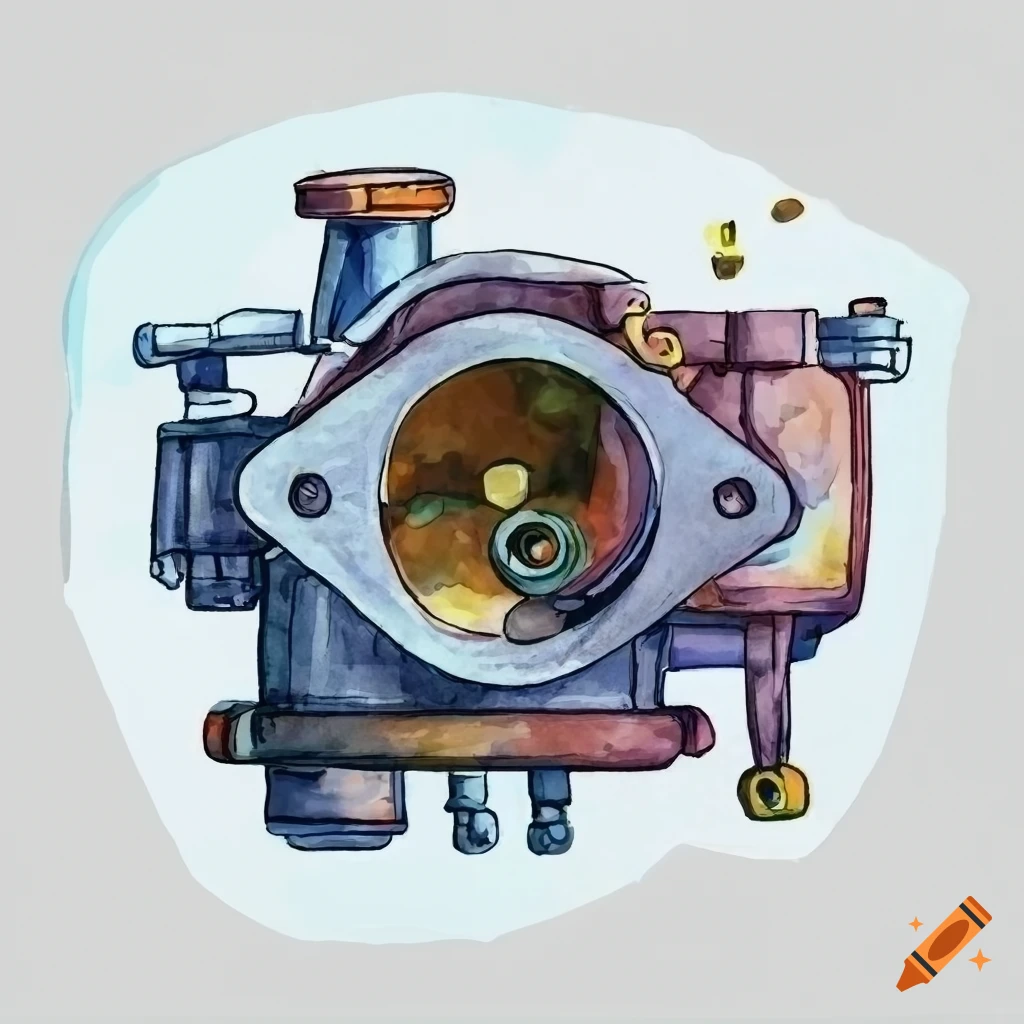 Watercolor illustration of a car carburetor