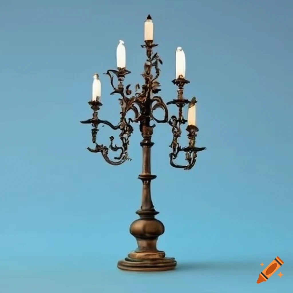 blue sky and oak leaves ornaments on a street candelabrum