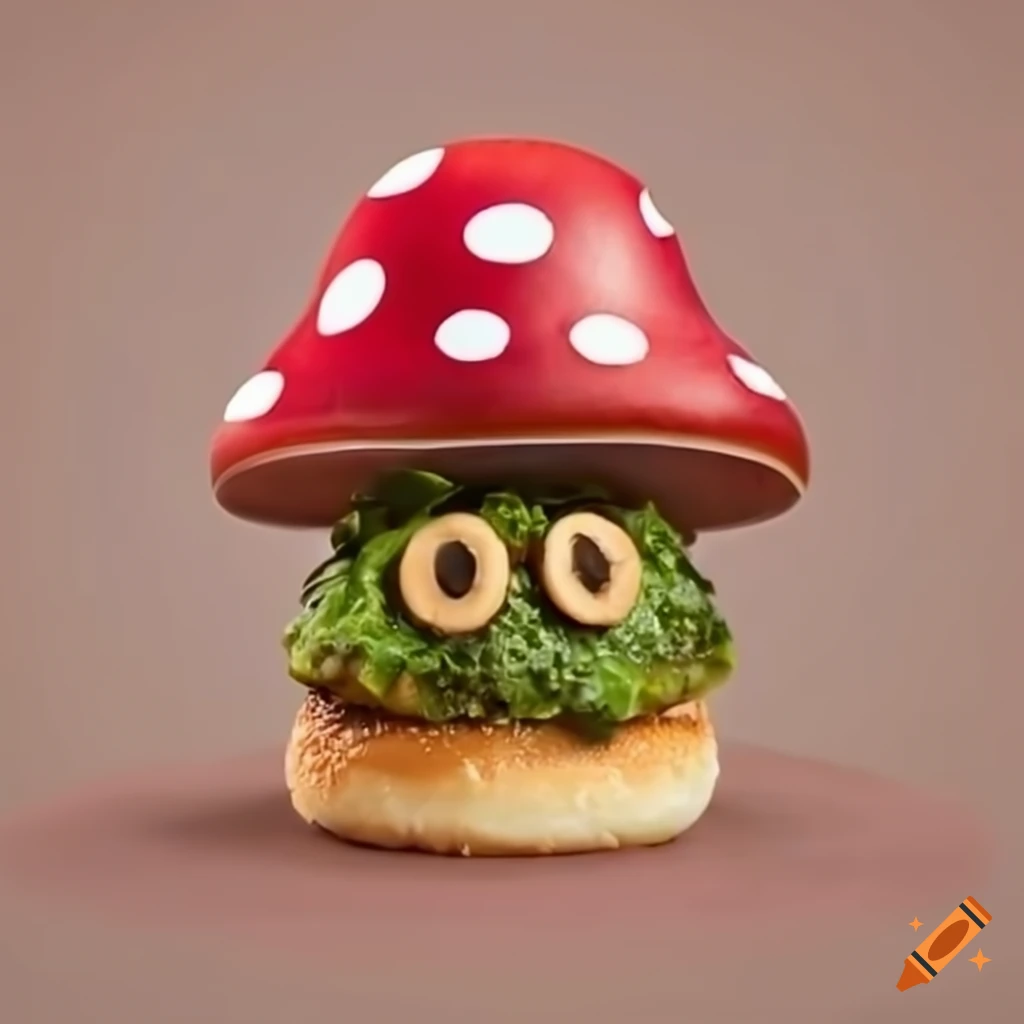 creative hamburger with a mushroom shape