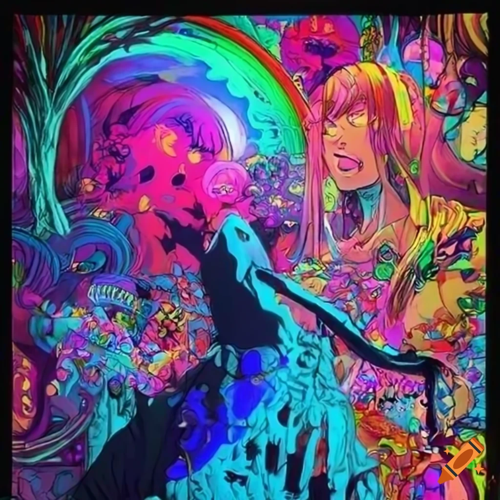 Captivating artwork inspired by psychedelic anime
