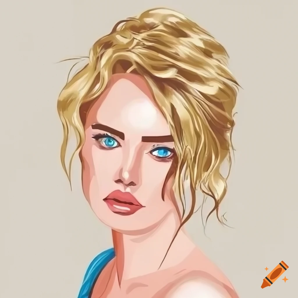 Portrait Of A Woman With Blond Hair And Blue Eyes On Craiyon 8200