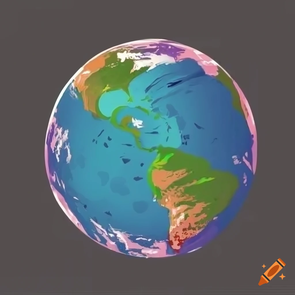 Artistic depiction of planet earth with towering mountains on Craiyon