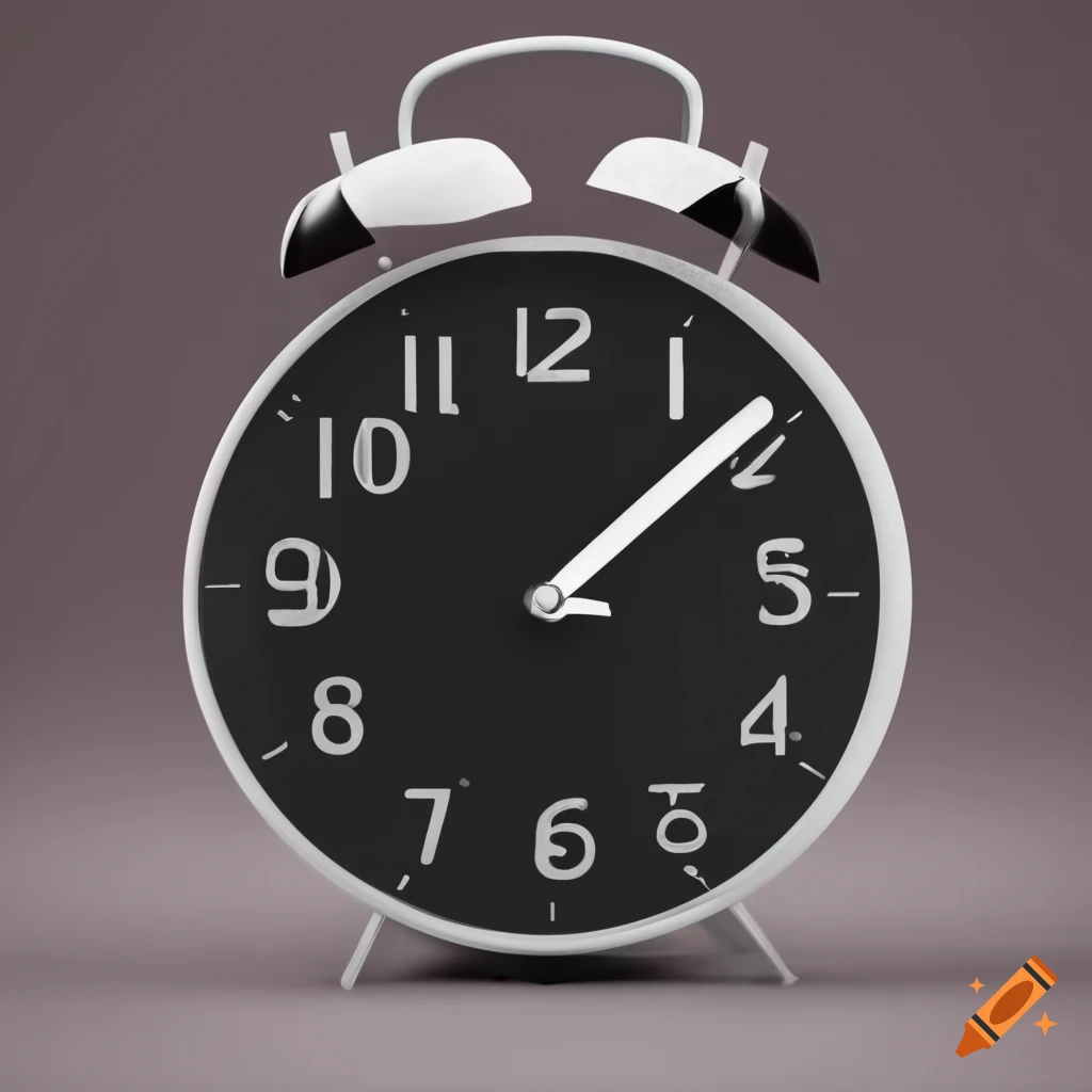 Minimalist black and white clock on plain background on Craiyon