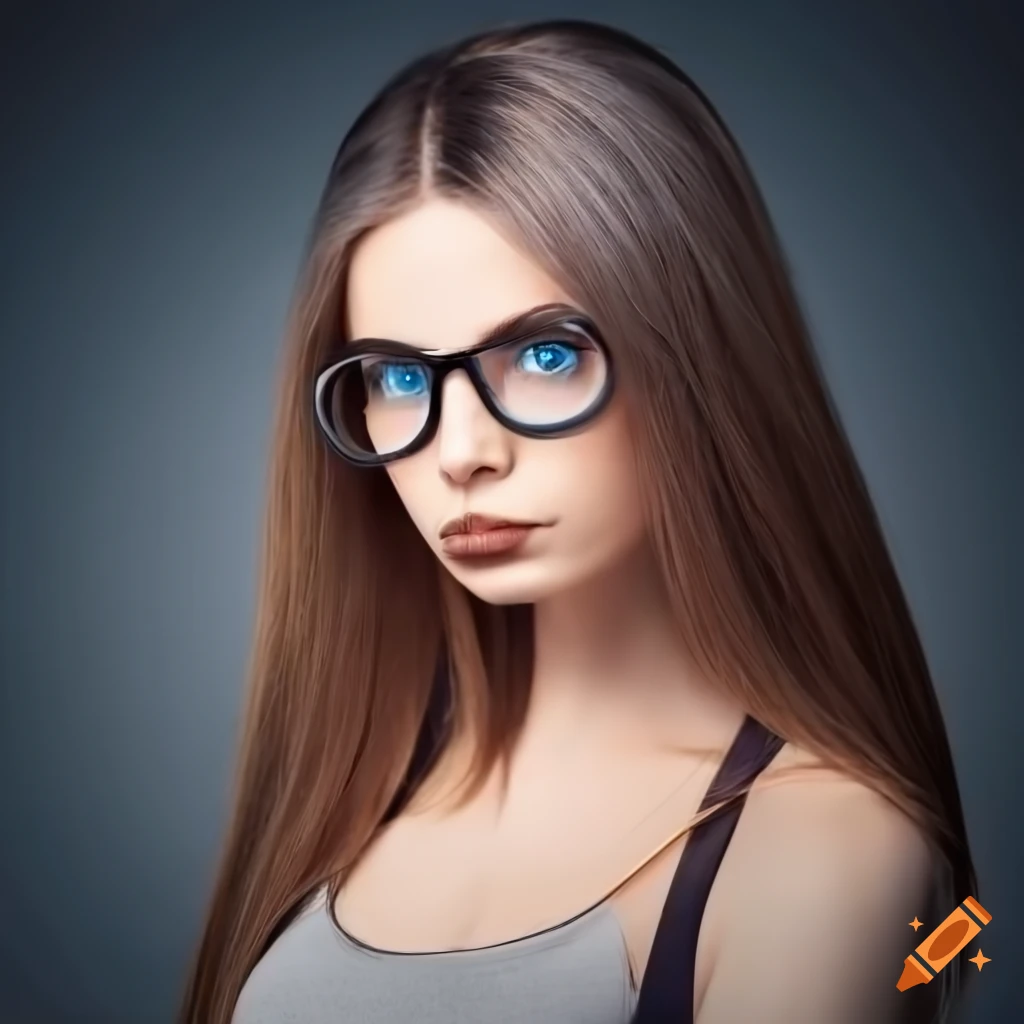 Portrait of a serious young woman with glasses