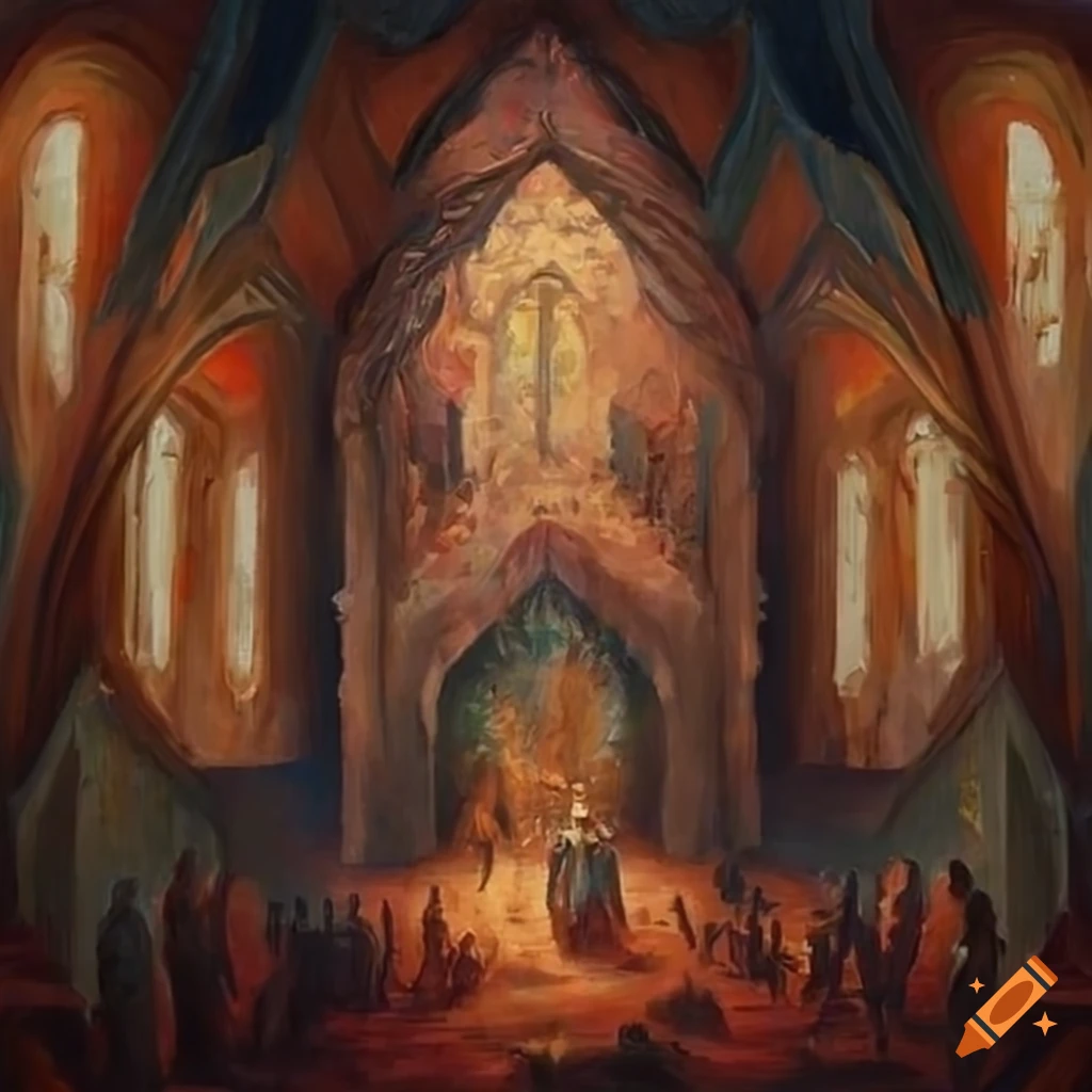 Depiction of valhalla feast hall