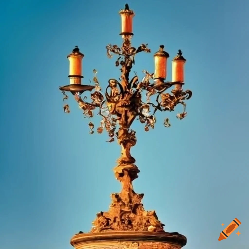 street candelabrum with sky blue sky