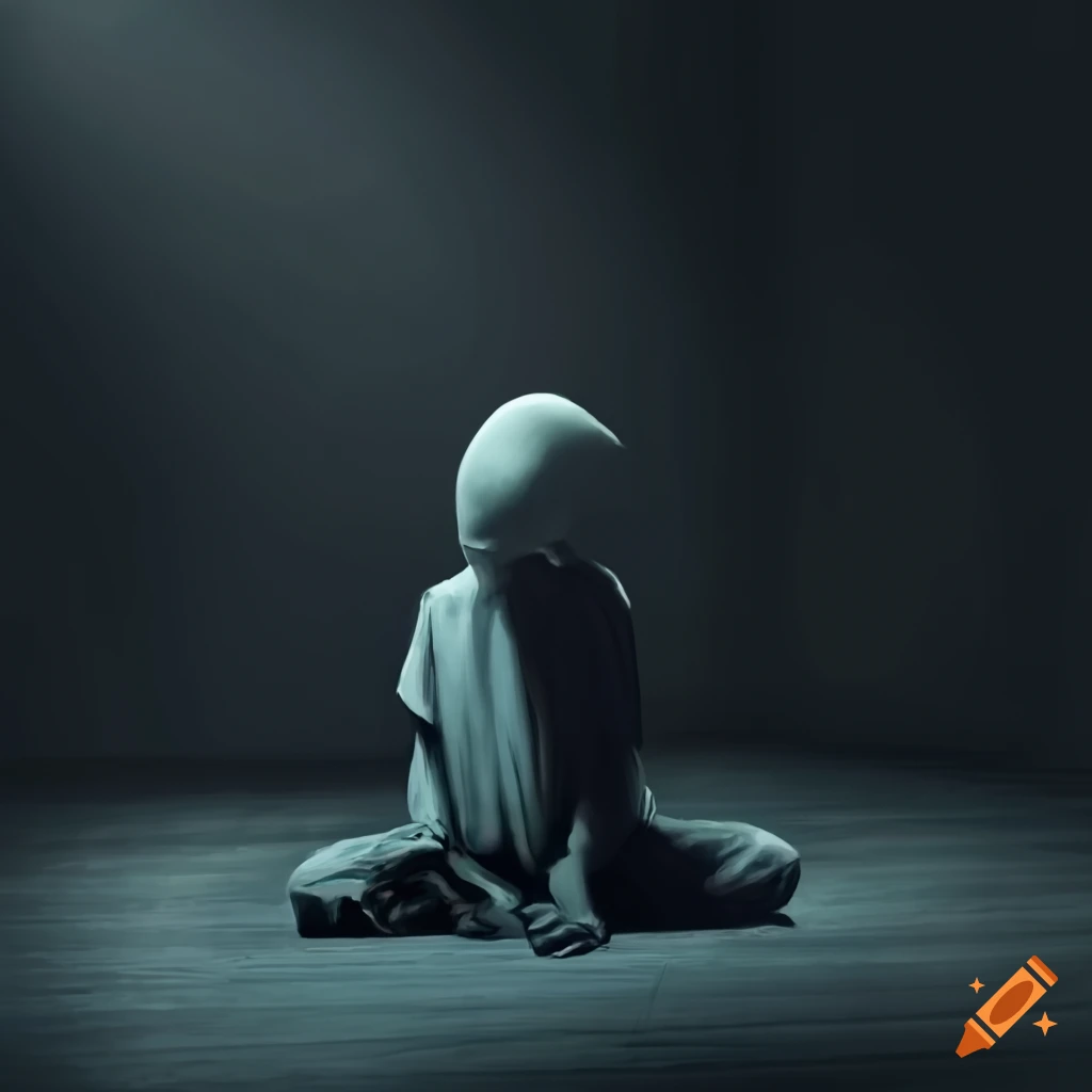 art of a character in a dark room
