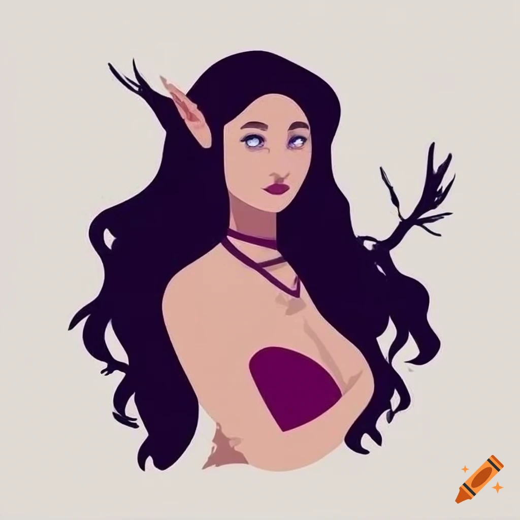 portrait of a young female druid with black hair