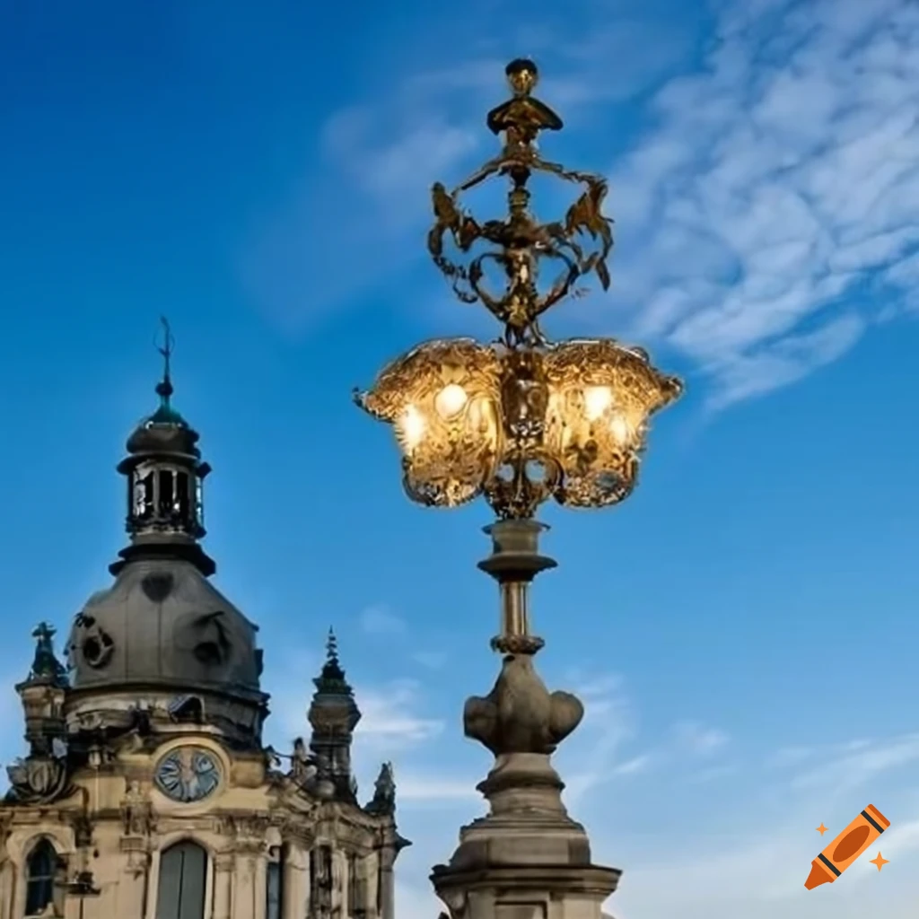 street candelabrum with oak leaves ornaments