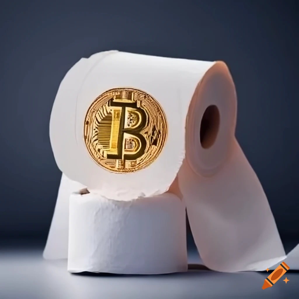 Toilet paper roll with bitcoin logos on Craiyon