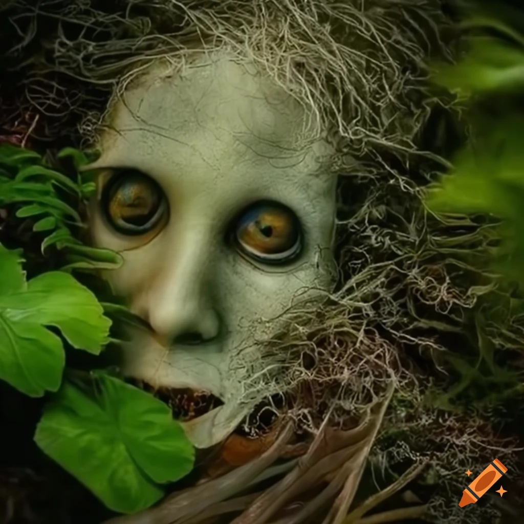 realistic ghost hiding in plants