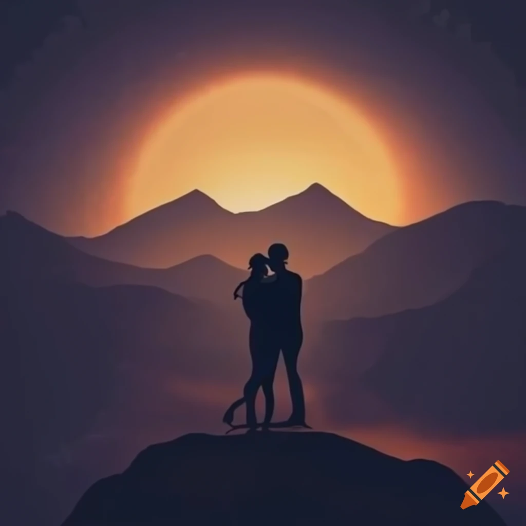 couple gazing at the night sky from a mountain top