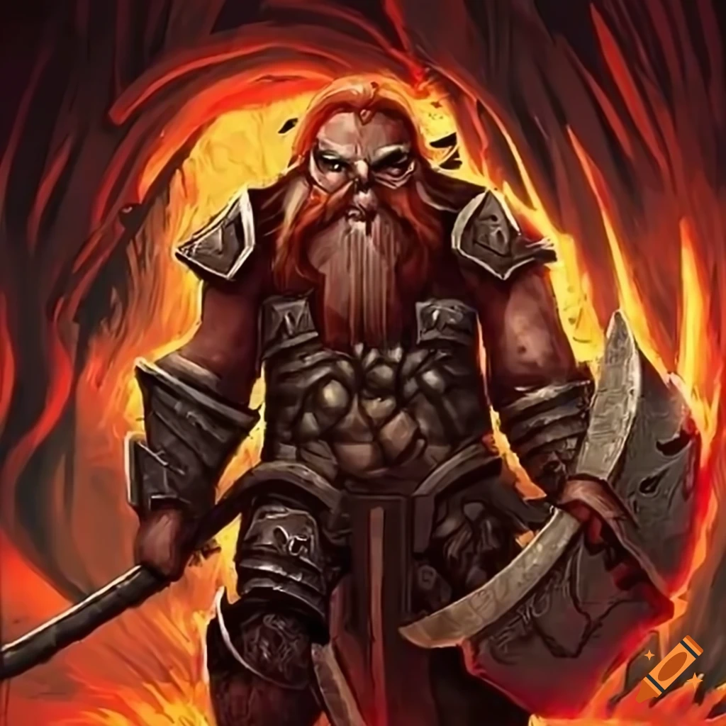 illustration of a Dwarven warrior with a massive axe