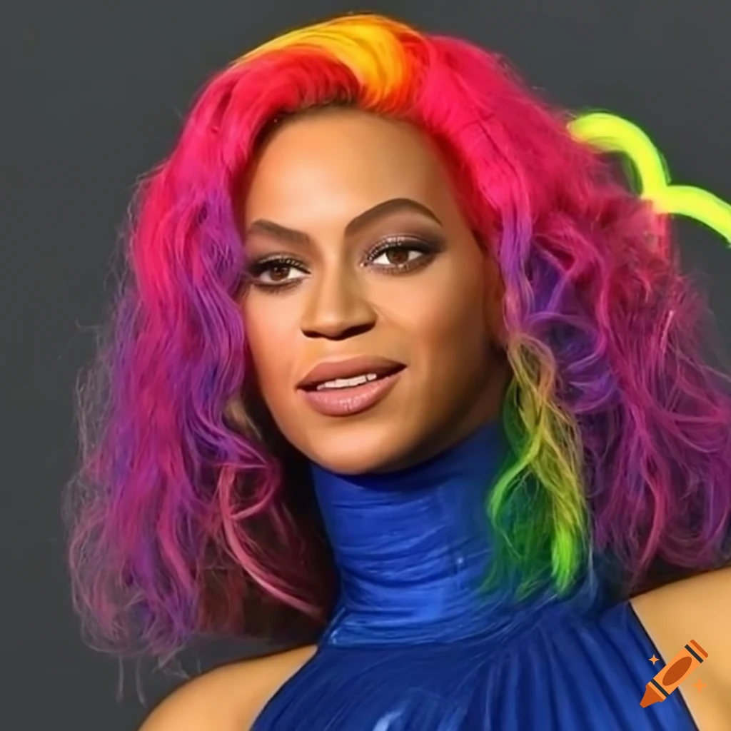 Beyoncé with rainbow colored hair on Craiyon