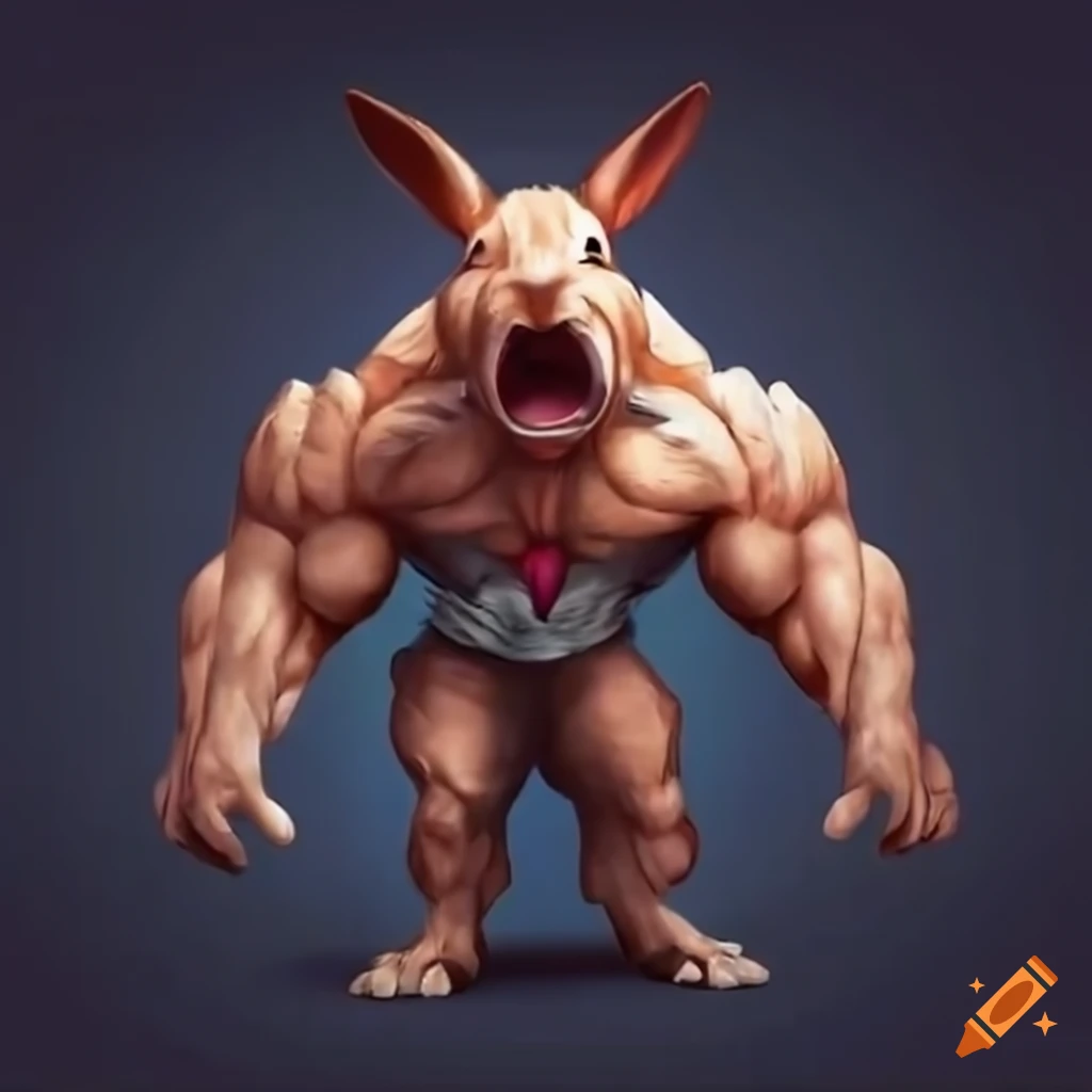 Muscular bunny flexing its muscles on Craiyon