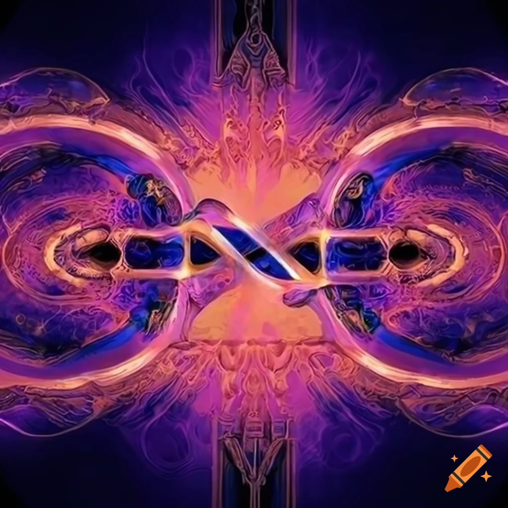 symmetrical artwork with infinity symbol and reminder to be present