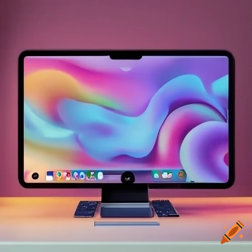 Table with imac, iphone, ipad and mac pro on Craiyon