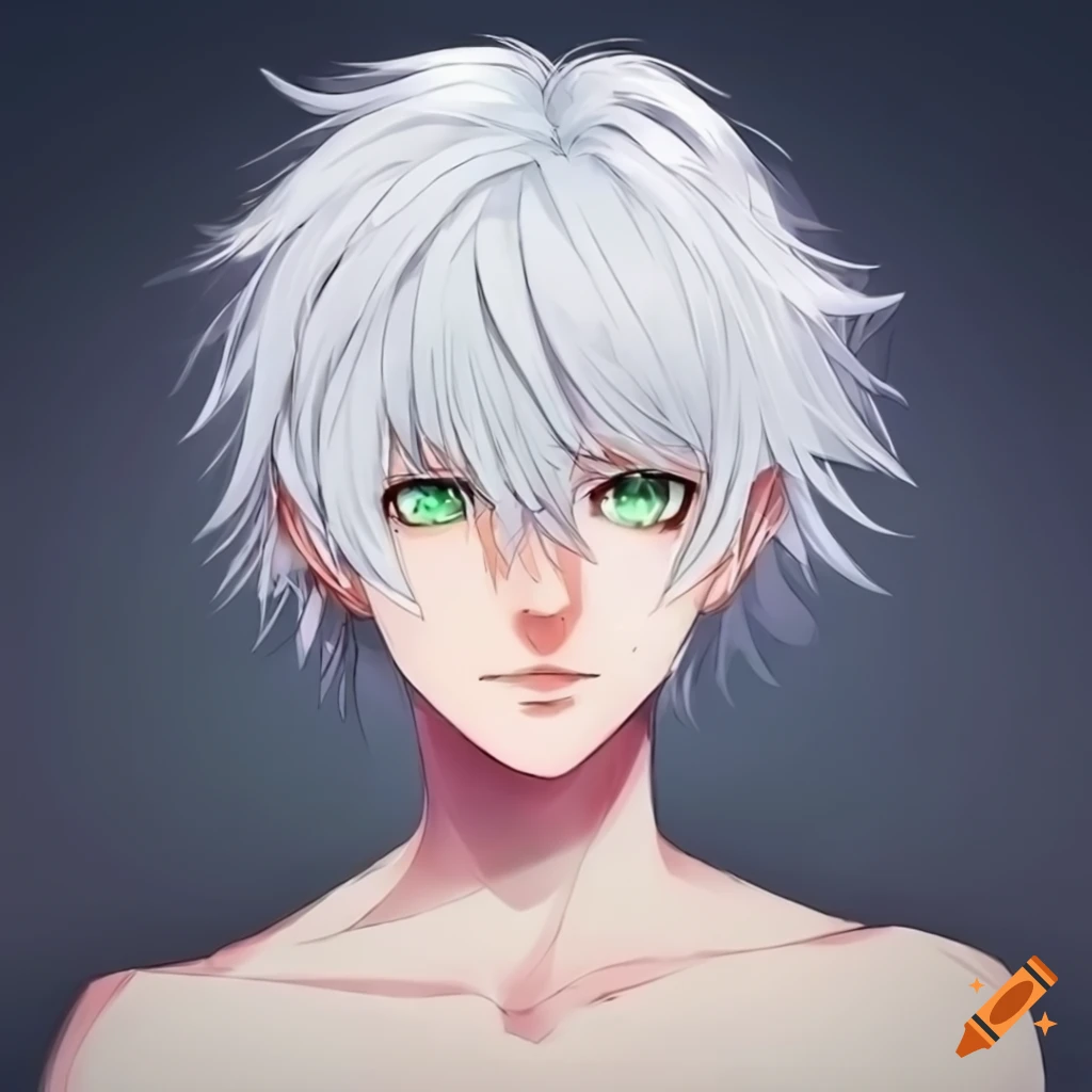 Anime Character With White Hair And Green Eyes On Craiyon 3650