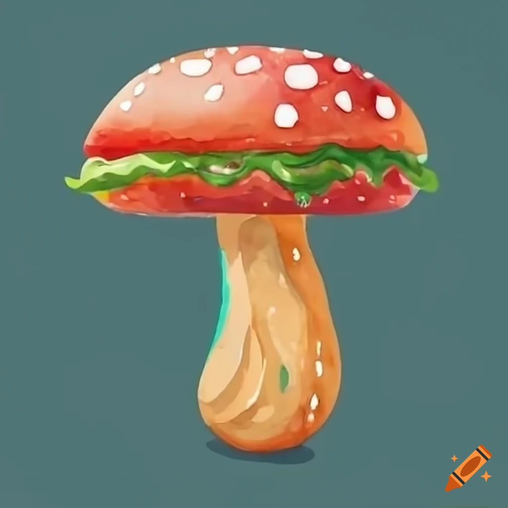 mushroom shaped hamburger with sesame seeds