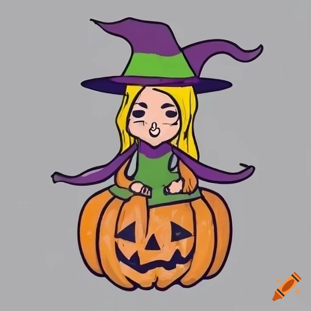 witch holding a pumpkin