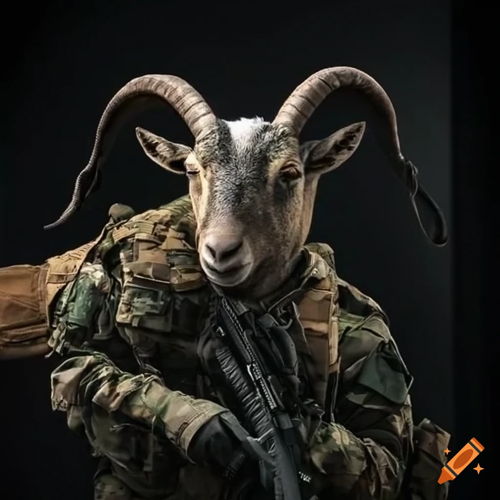 Goat in military attire