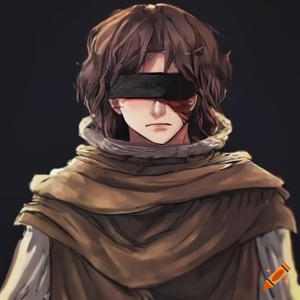 Anime style male prophet with blindfold in elden ring