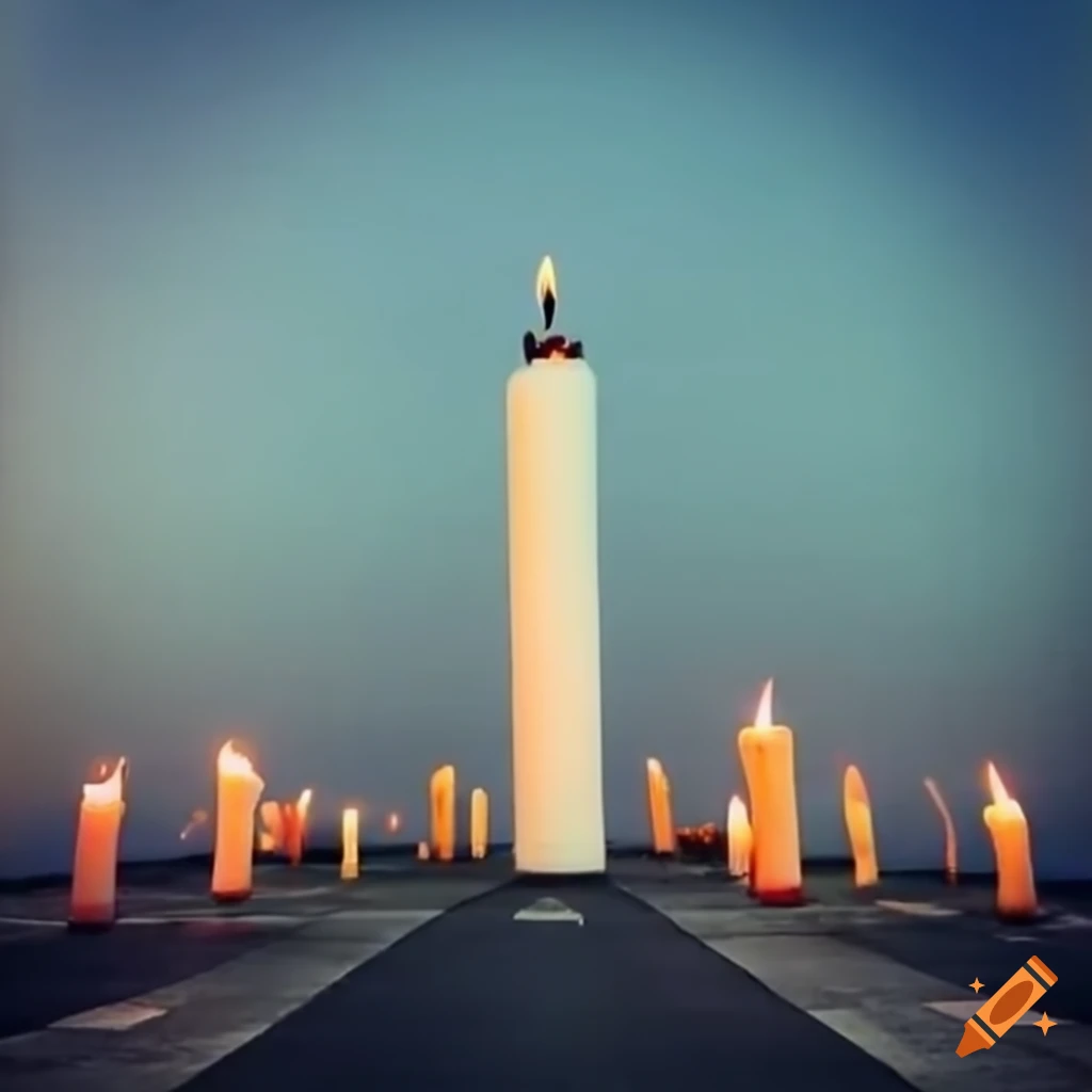 gigantic candles on an airport runway