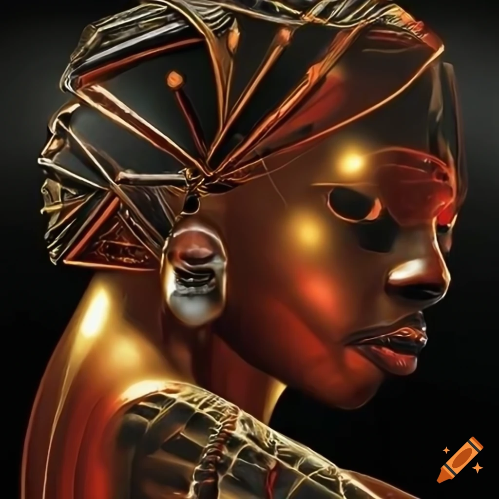 surreal abstract artwork of a cyborg African tribe