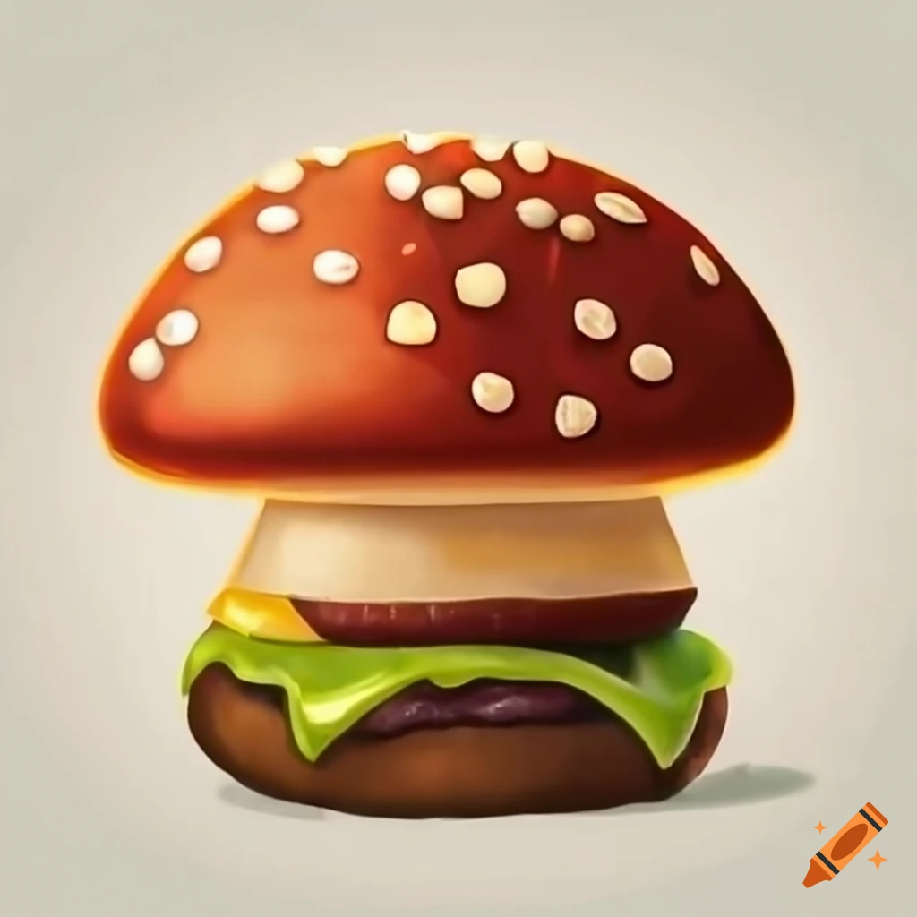 mushroom-shaped hamburger with sesame
