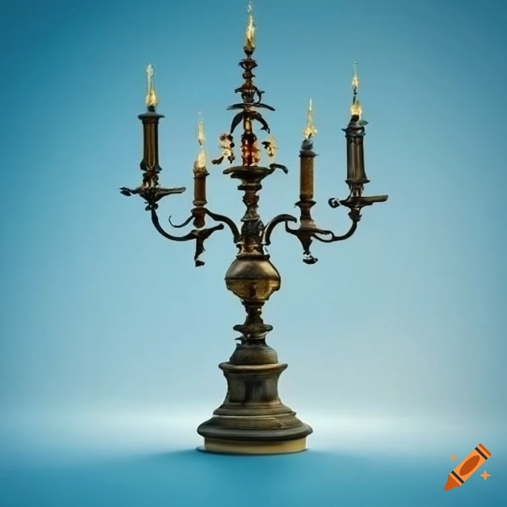 blue sky candelabrum with oak leaf ornaments