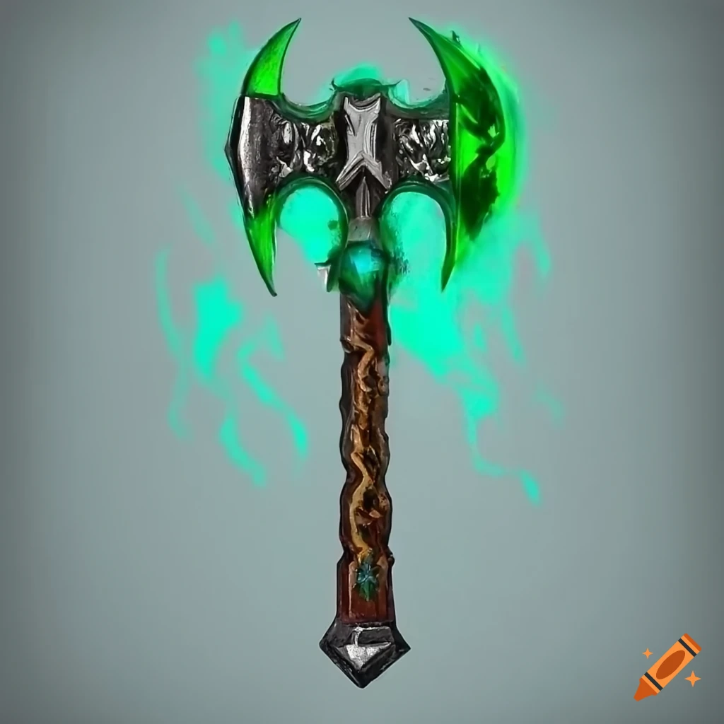 Emerald inlaid war hammer on Craiyon