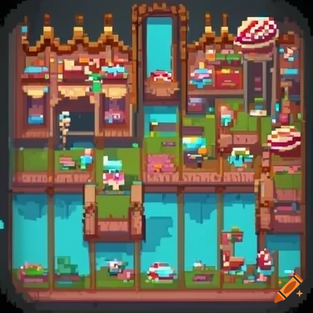 pixel art of a candy world platform game