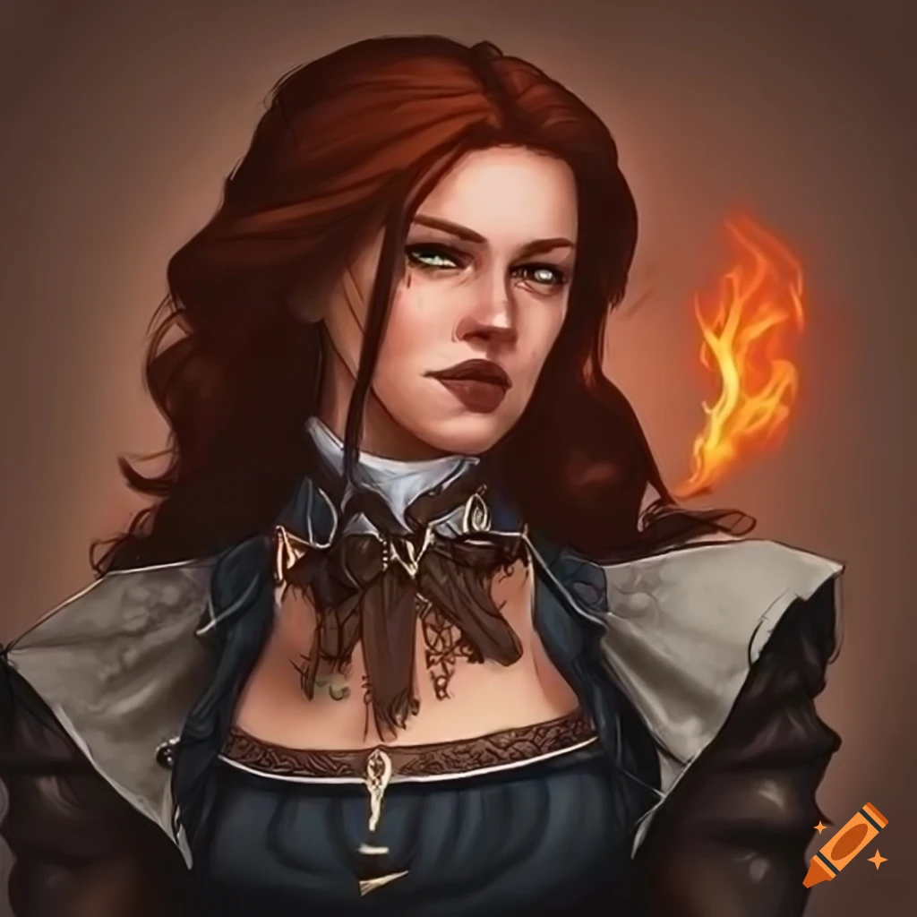 Portrait of a female human wizard inspired by yennefer from the witcher