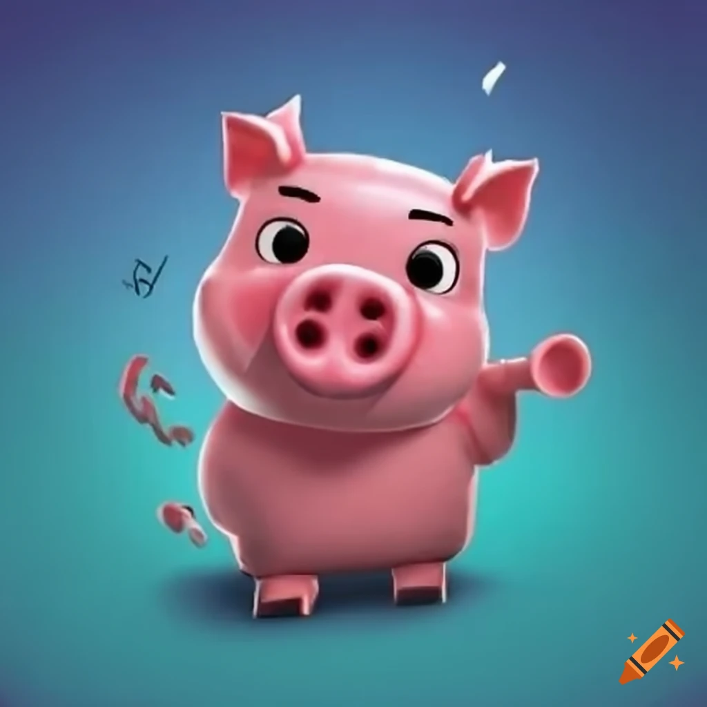 Cartoon pig playing roblox