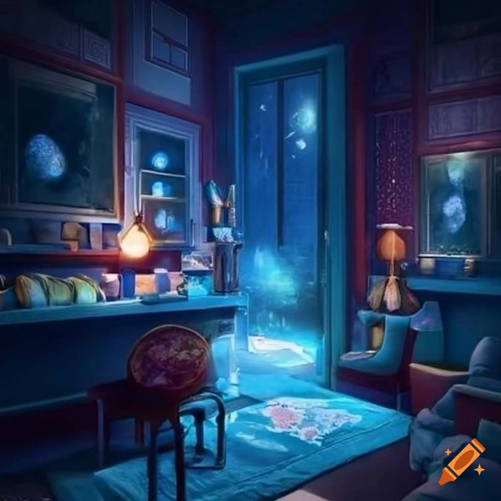 Panoramic View Of A Magical Celestial Study Room In A Garden impressive-study-room-for-practicing-arkaine-magic-on-craiyon
