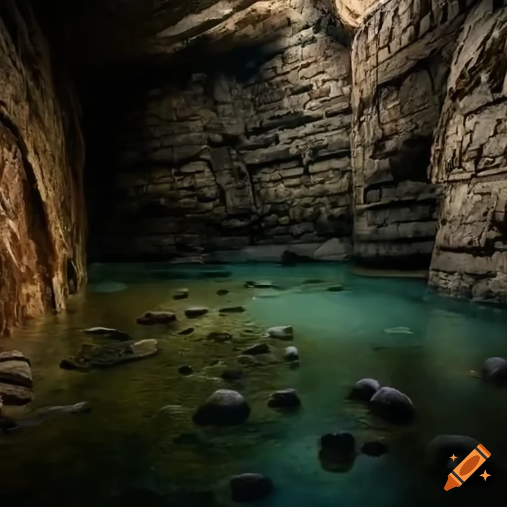 image of a dungeon with a water puddle