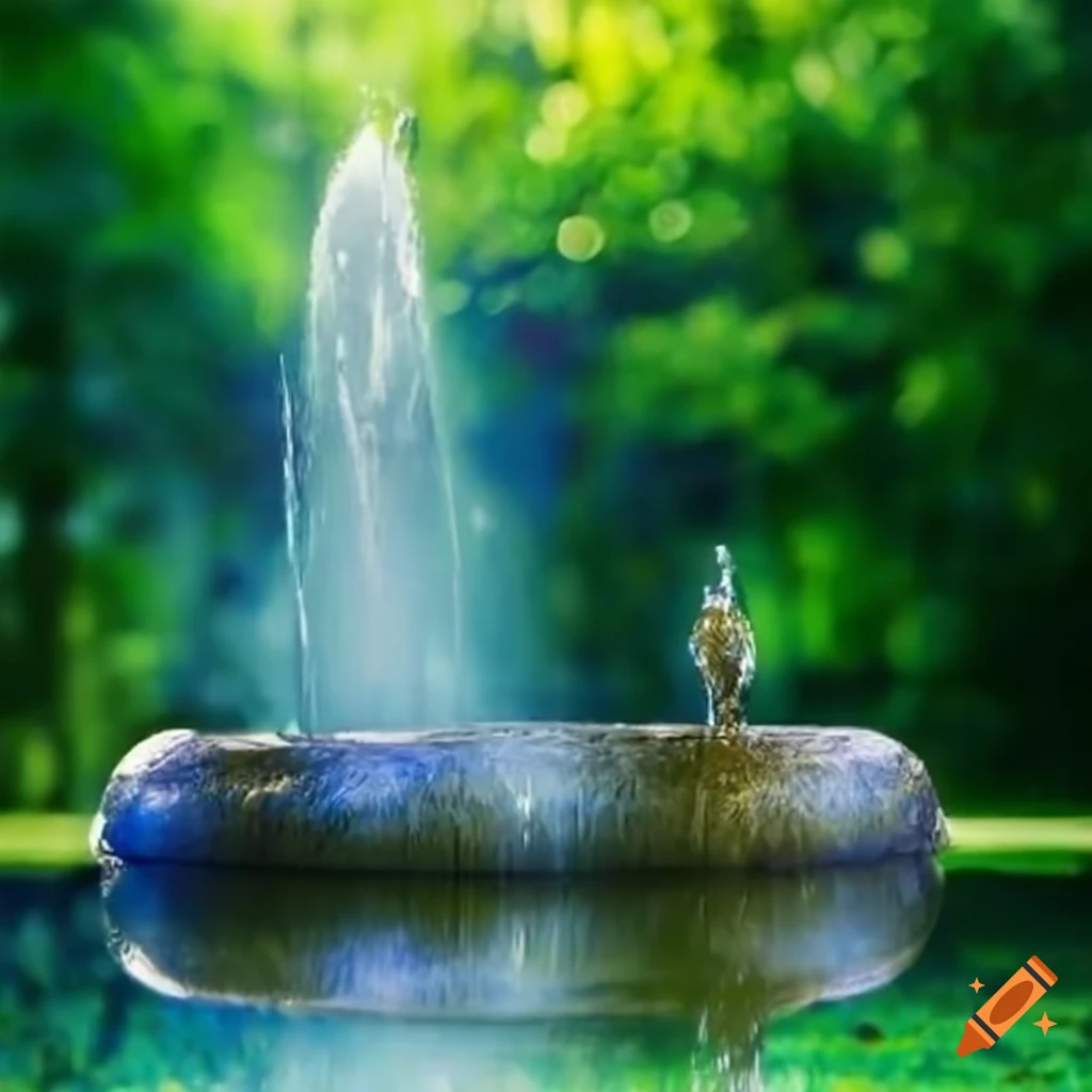 Renoirstyle water fountain in nature on Craiyon