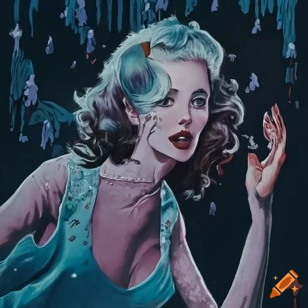 Swiss mountain valley inspired by the villainess from noir graphic