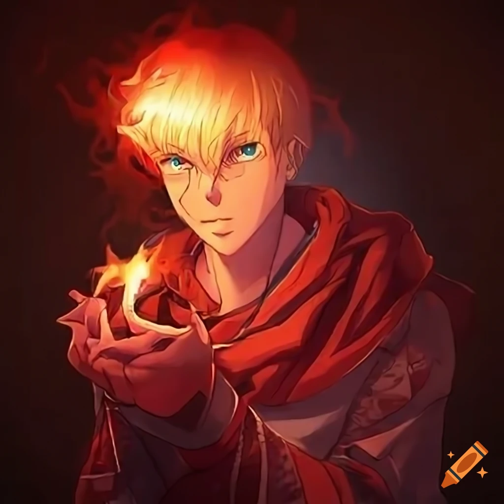 Anime Character Casting Fire Magic Spell