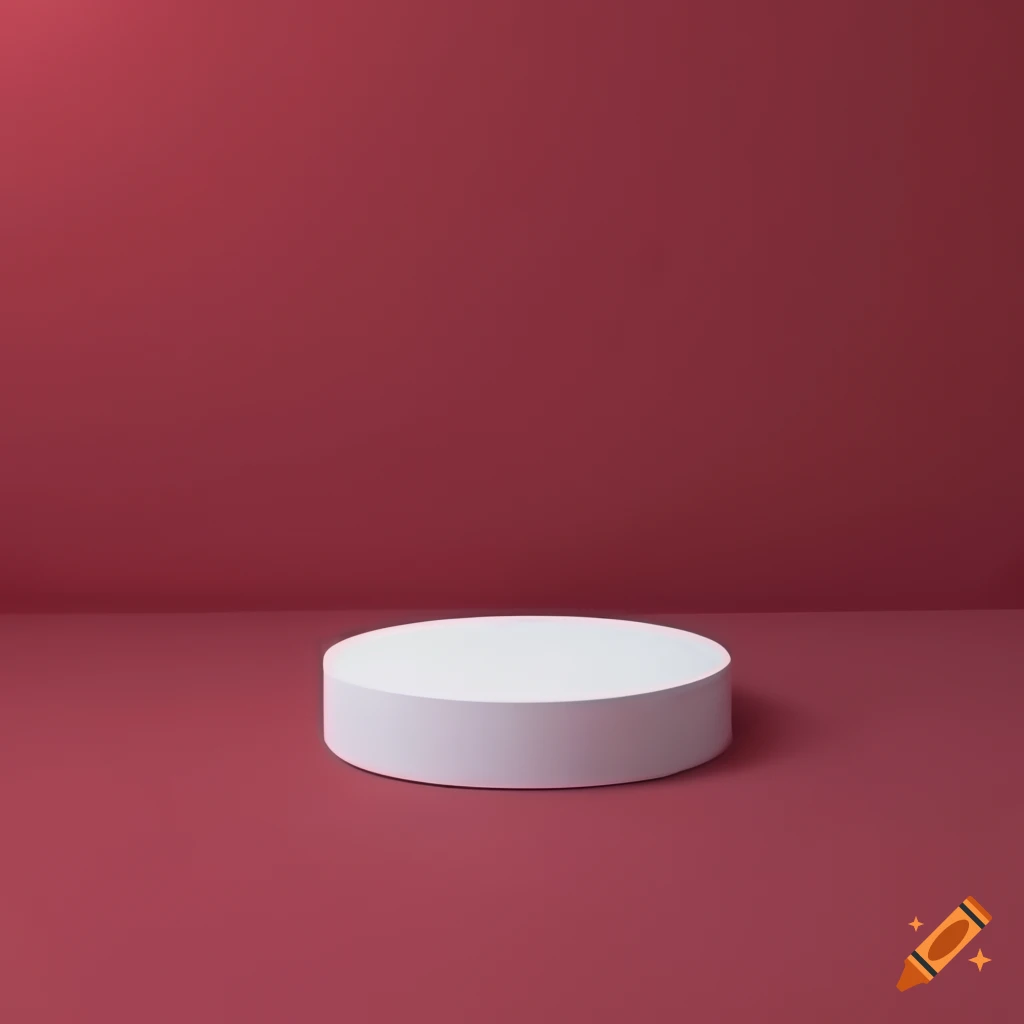 empty red room with white product display podium