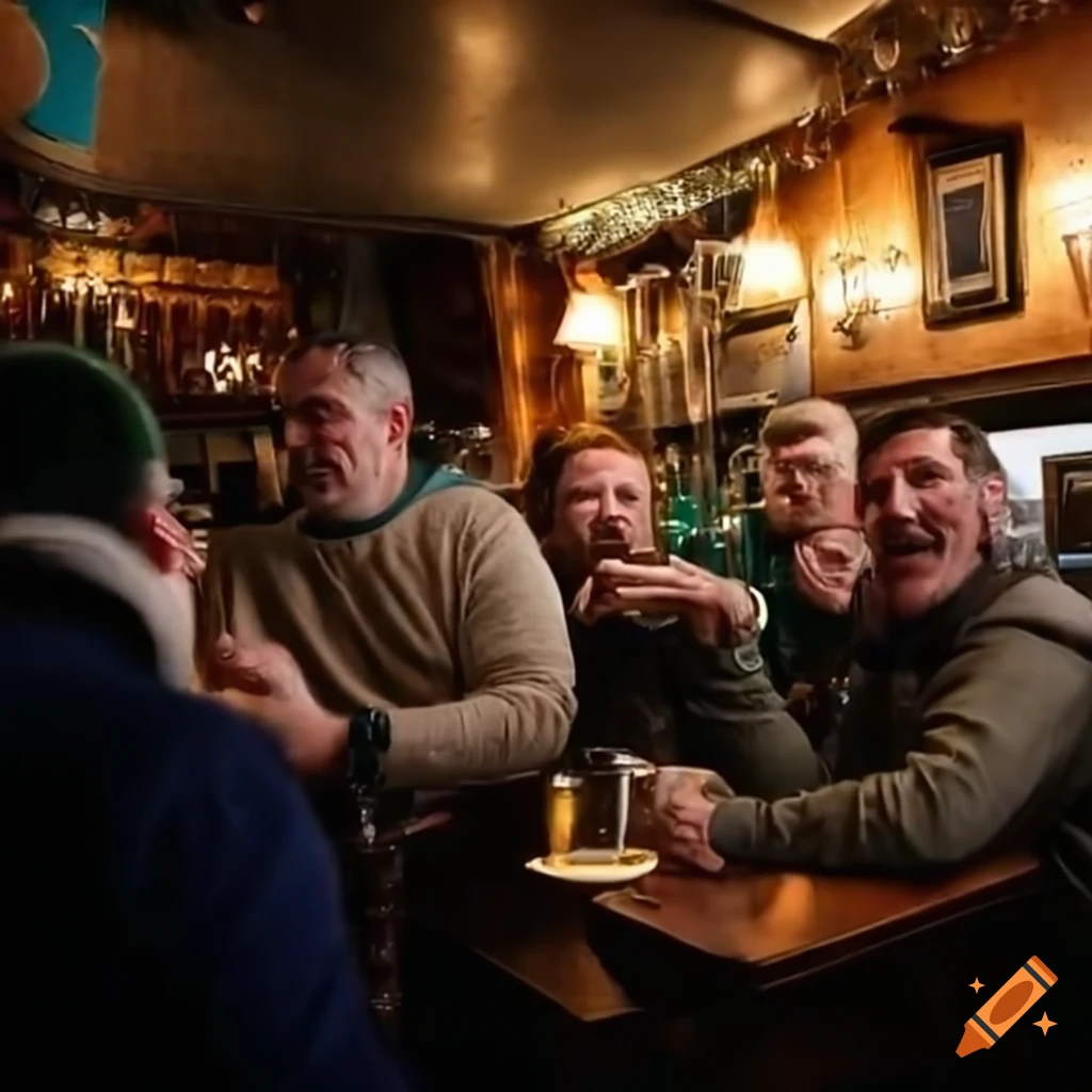 people enjoying Guinness at The Errigle pub in Ireland